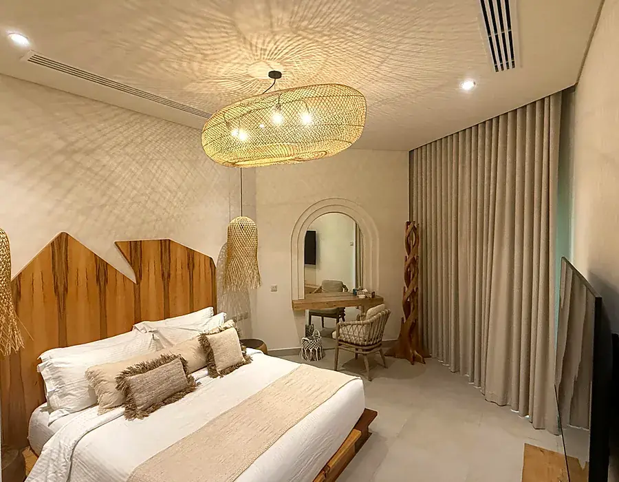 Hotel apartment bedroom with concealed ducted air conditioning