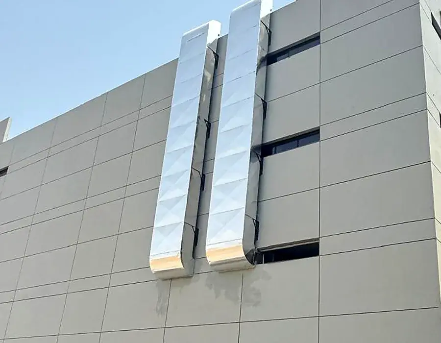 External ductwork on the Hotpack facility for the package AC system