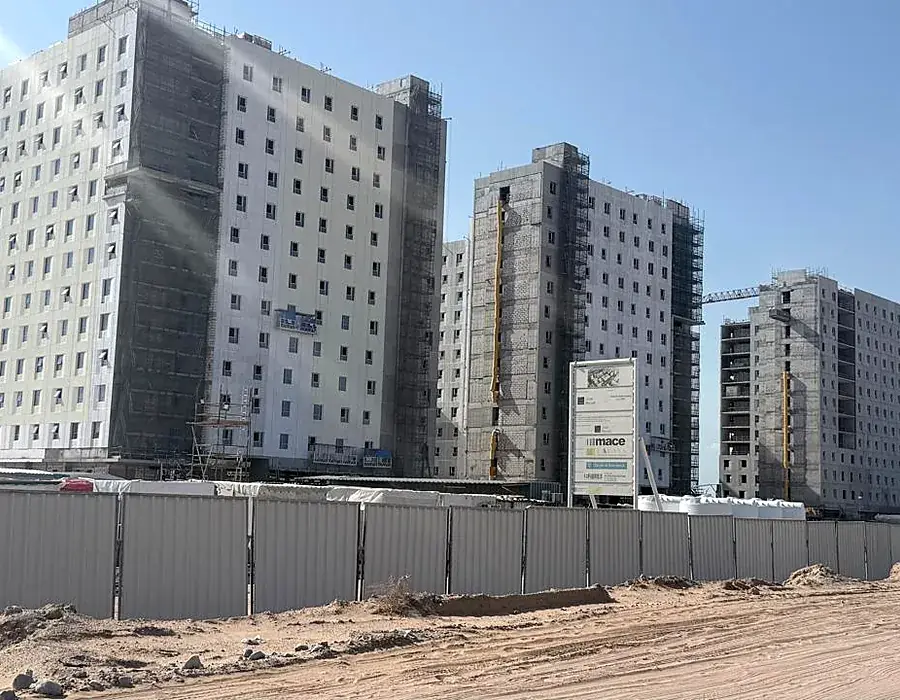 Staff accommodation towers under construction with HVAC works